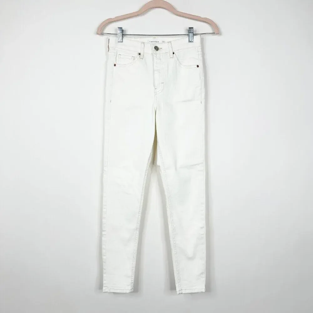 2/$30 Topshop Moto Jamie Jeans High Rise Skinny Cropped Stretch White W26 #9236 - Picture 5 of 12